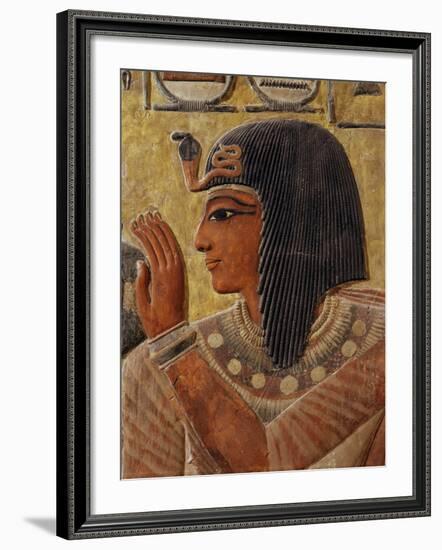 Sety I, c.1290-1279 BC 19th Dynasty New Kingdom Egyptian Pharaoh, with Goddess Hathor-null-Framed Photographic Print