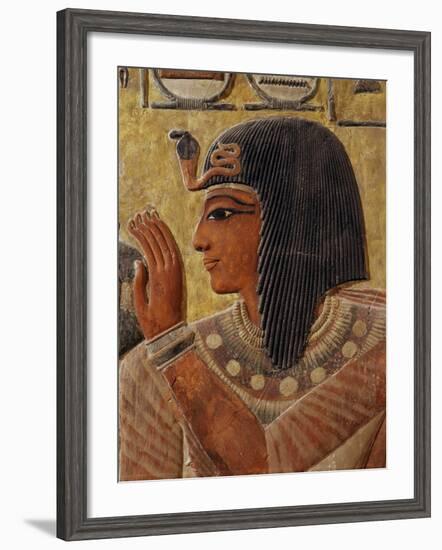 Sety I, c.1290-1279 BC 19th Dynasty New Kingdom Egyptian Pharaoh, with Goddess Hathor-null-Framed Photographic Print