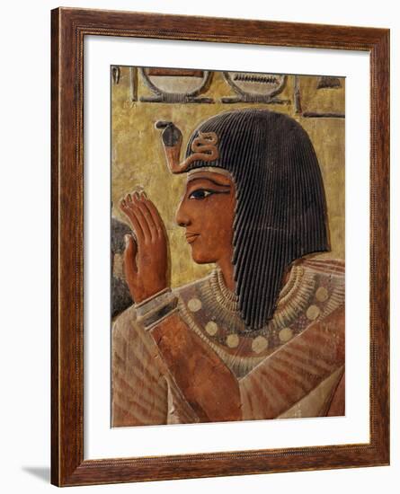 Sety I, c.1290-1279 BC 19th Dynasty New Kingdom Egyptian Pharaoh, with Goddess Hathor-null-Framed Photographic Print