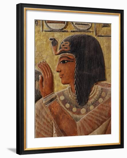 Sety I, c.1290-1279 BC 19th Dynasty New Kingdom Egyptian Pharaoh, with Goddess Hathor-null-Framed Photographic Print