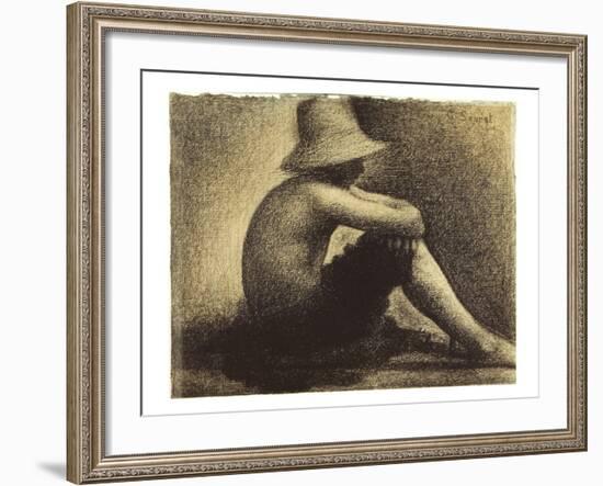 Seurat: Seated Boy, 1883-4-Georges Seurat-Framed Giclee Print