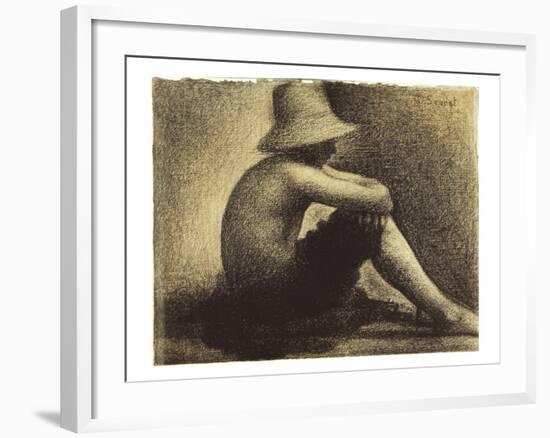 Seurat: Seated Boy, 1883-4-Georges Seurat-Framed Giclee Print