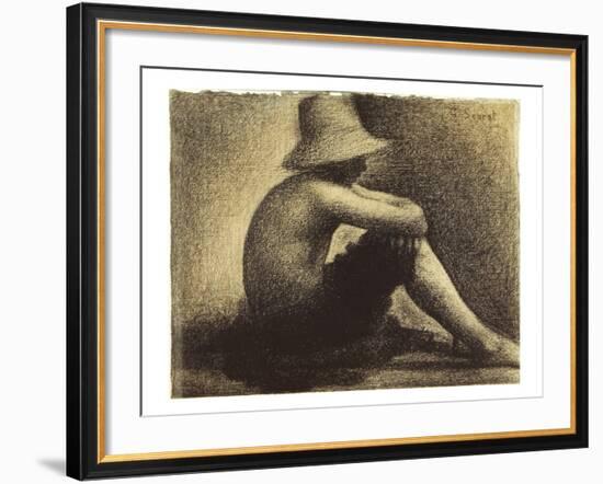 Seurat: Seated Boy, 1883-4-Georges Seurat-Framed Giclee Print