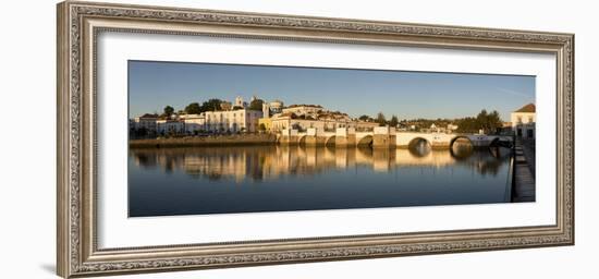 Seven arched Roman bridge and town on the Rio Gilao river, Tavira, Algarve, Portugal, Europe-Stuart Black-Framed Photographic Print