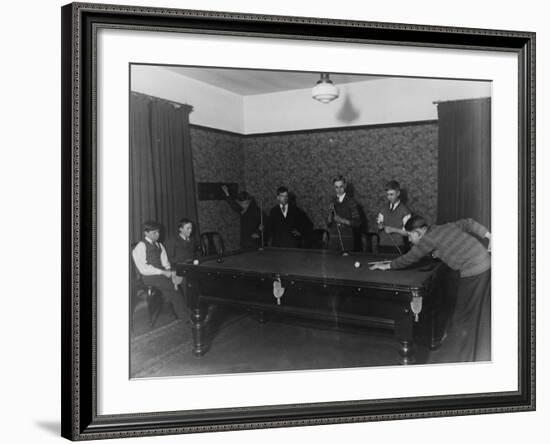 Seven Boys Play a Game of Snooker During an Evening at a Boys Club-null-Framed Photographic Print