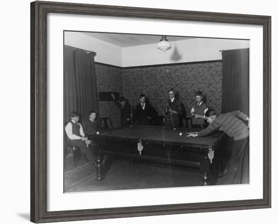 Seven Boys Play a Game of Snooker During an Evening at a Boys Club-null-Framed Photographic Print