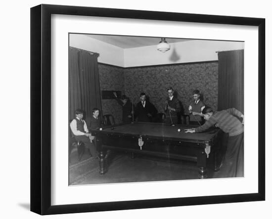 Seven Boys Play a Game of Snooker During an Evening at a Boys Club-null-Framed Photographic Print