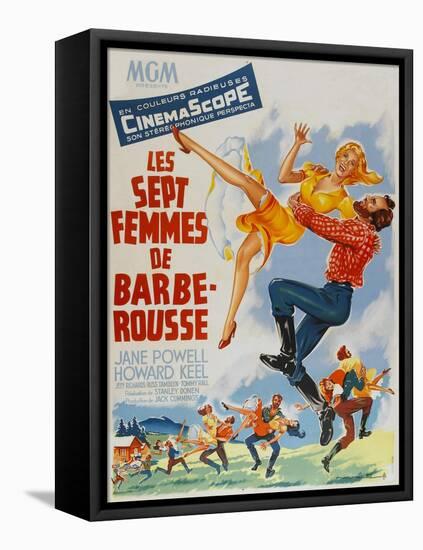 Seven Brides for Seven Brothers, French Movie Poster, 1954-null-Framed Stretched Canvas