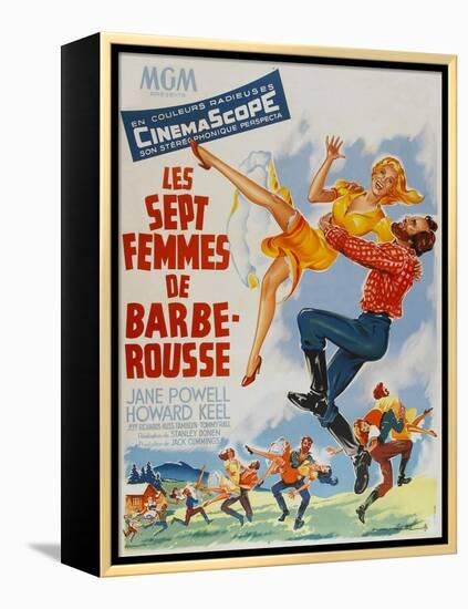 Seven Brides for Seven Brothers, French Movie Poster, 1954-null-Framed Stretched Canvas