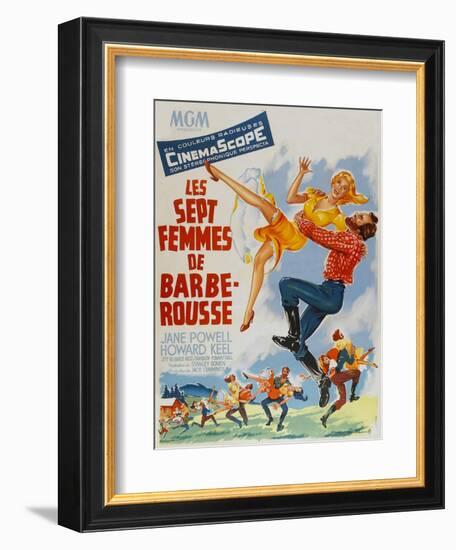 Seven Brides for Seven Brothers, French Movie Poster, 1954-null-Framed Art Print