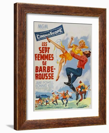 Seven Brides for Seven Brothers, French Movie Poster, 1954-null-Framed Art Print