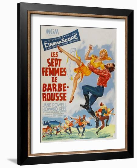 Seven Brides for Seven Brothers, French Movie Poster, 1954-null-Framed Art Print