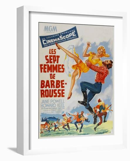 Seven Brides for Seven Brothers, French Movie Poster, 1954-null-Framed Art Print