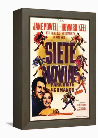 Seven Brides for Seven Brothers, Spanish Movie Poster, 1954-null-Framed Stretched Canvas