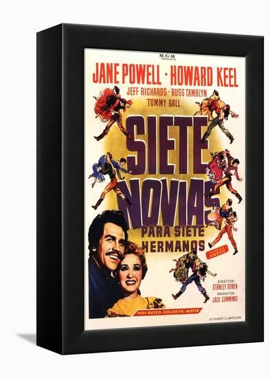 Seven Brides for Seven Brothers, Spanish Movie Poster, 1954-null-Framed Stretched Canvas