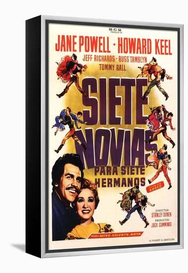 Seven Brides for Seven Brothers, Spanish Movie Poster, 1954-null-Framed Stretched Canvas