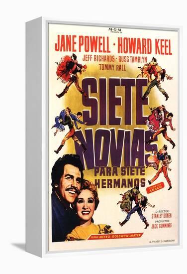 Seven Brides for Seven Brothers, Spanish Movie Poster, 1954-null-Framed Stretched Canvas