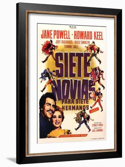 Seven Brides for Seven Brothers, Spanish Movie Poster, 1954-null-Framed Art Print