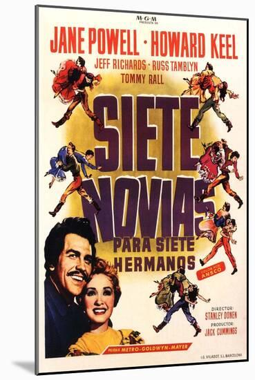 Seven Brides for Seven Brothers, Spanish Movie Poster, 1954-null-Mounted Art Print