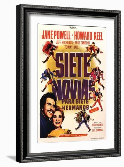 Seven Brides for Seven Brothers, Spanish Movie Poster, 1954-null-Framed Art Print