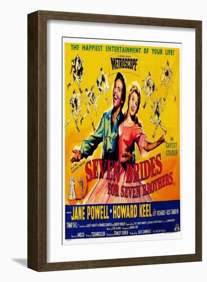 Seven Brides for Seven Brothers, UK Movie Poster, 1954-null-Framed Art Print