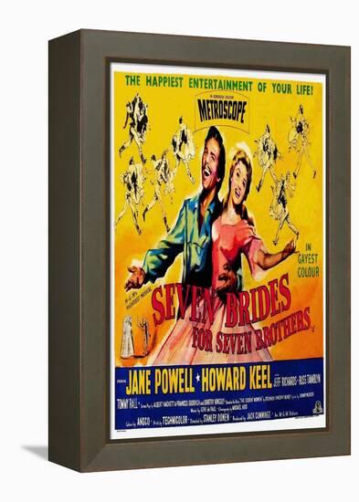 Seven Brides for Seven Brothers, UK Movie Poster, 1954-null-Framed Stretched Canvas