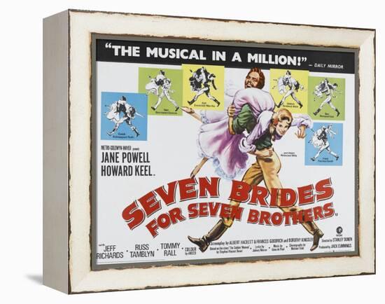 Seven Brides for Seven Brothers, UK Movie Poster, 1954-null-Framed Stretched Canvas