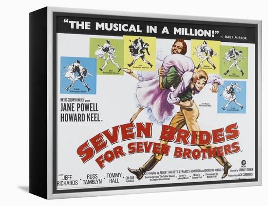 Seven Brides for Seven Brothers, UK Movie Poster, 1954-null-Framed Stretched Canvas