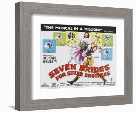 Seven Brides for Seven Brothers, UK Movie Poster, 1954-null-Framed Art Print