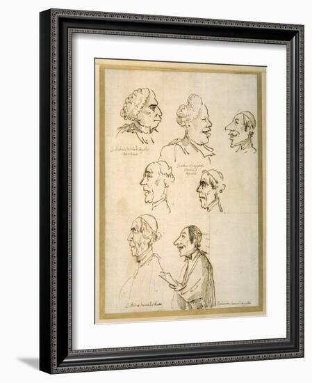 Seven Caricatured Profiles of Four Singers of the Papal Chapels-Pier Leone Ghezzi-Framed Giclee Print