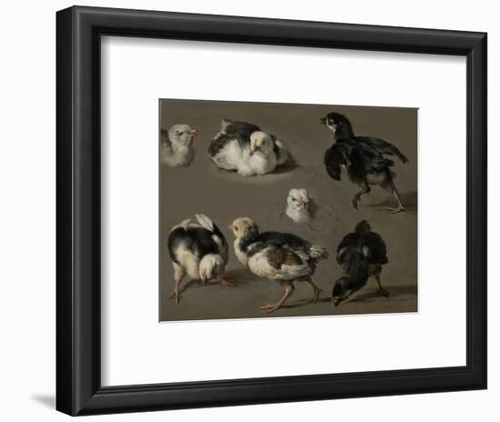 Seven Chicks-Melchior d'Hondecoeter-Framed Art Print