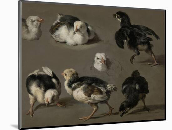 Seven Chicks-Melchior d'Hondecoeter-Mounted Art Print