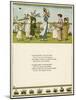 Seven Children Carrying Flowers-Kate Greenaway-Mounted Art Print