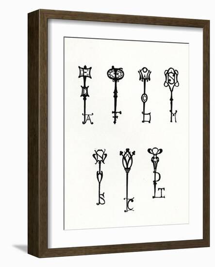 Seven Designs of Initial Keys for the Back Covers of the 'Keynote' Series (Litho)-Aubrey Beardsley-Framed Giclee Print