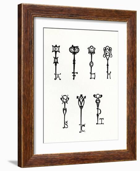 Seven Designs of Initial Keys for the Back Covers of the 'Keynote' Series (Litho)-Aubrey Beardsley-Framed Giclee Print