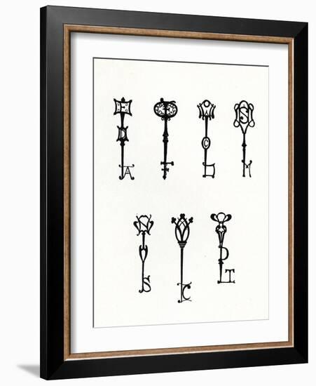 Seven Designs of Initial Keys for the Back Covers of the 'Keynote' Series (Litho)-Aubrey Beardsley-Framed Giclee Print