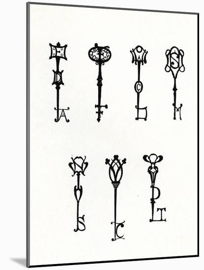 Seven Designs of Initial Keys for the Back Covers of the 'Keynote' Series (Litho)-Aubrey Beardsley-Mounted Giclee Print