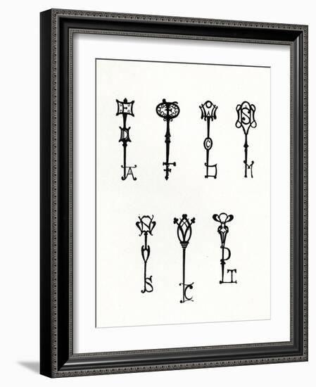 Seven Designs of Initial Keys for the Back Covers of the 'Keynote' Series (Litho)-Aubrey Beardsley-Framed Giclee Print