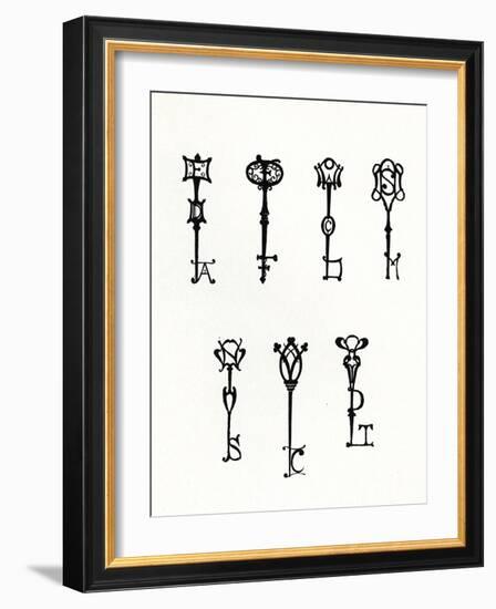 Seven Designs of Initial Keys for the Back Covers of the 'Keynote' Series (Litho)-Aubrey Beardsley-Framed Giclee Print