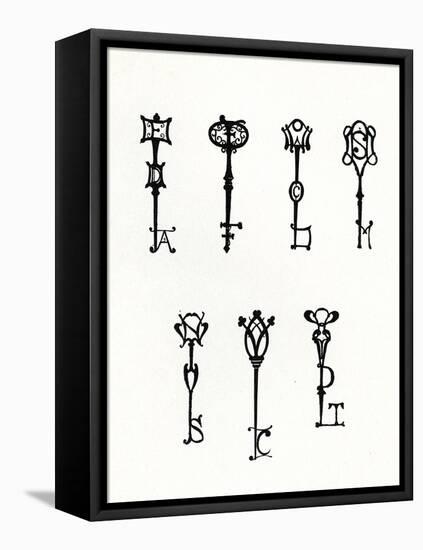 Seven Designs of Initial Keys for the Back Covers of the 'Keynote' Series (Litho)-Aubrey Beardsley-Framed Premier Image Canvas