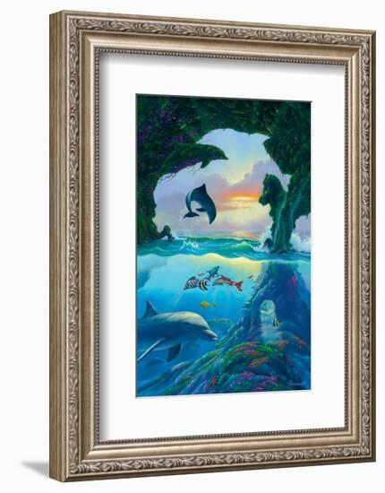 Seven Dolphins-Jim Warren-Framed Premium Giclee Print