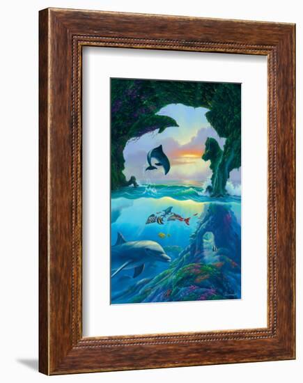 Seven Dolphins-Jim Warren-Framed Premium Giclee Print