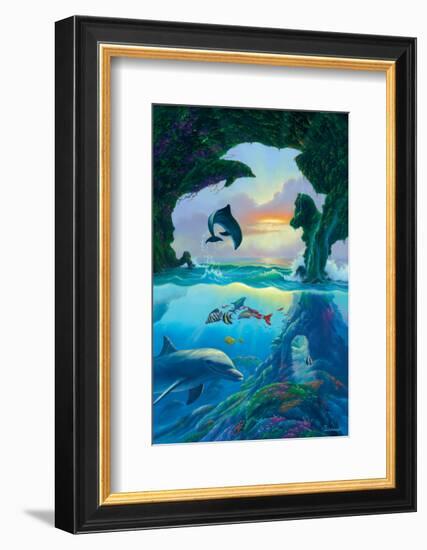 Seven Dolphins-Jim Warren-Framed Premium Giclee Print