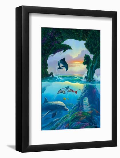 Seven Dolphins-Jim Warren-Framed Premium Giclee Print