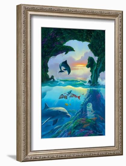 Seven Dolphins-Jim Warren-Framed Premium Giclee Print