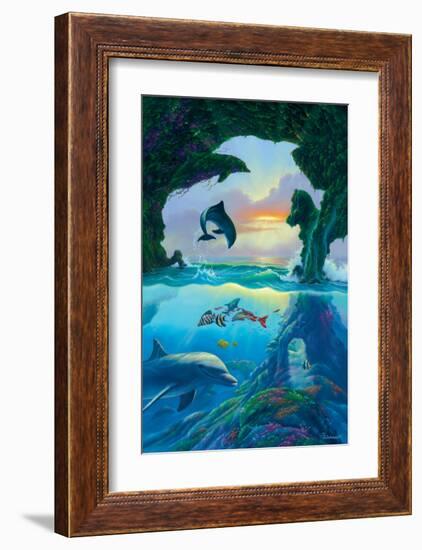 Seven Dolphins-Jim Warren-Framed Premium Giclee Print