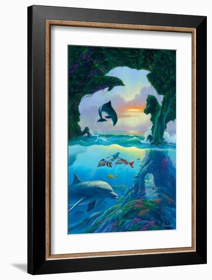 Seven Dolphins-Jim Warren-Framed Premium Giclee Print