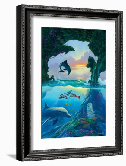 Seven Dolphins-Jim Warren-Framed Premium Giclee Print