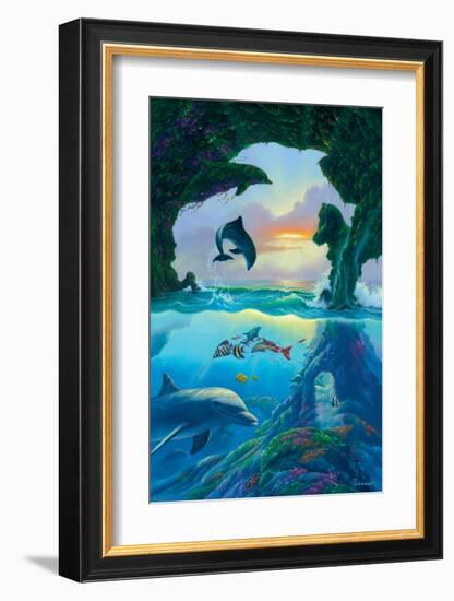 Seven Dolphins-Jim Warren-Framed Premium Giclee Print