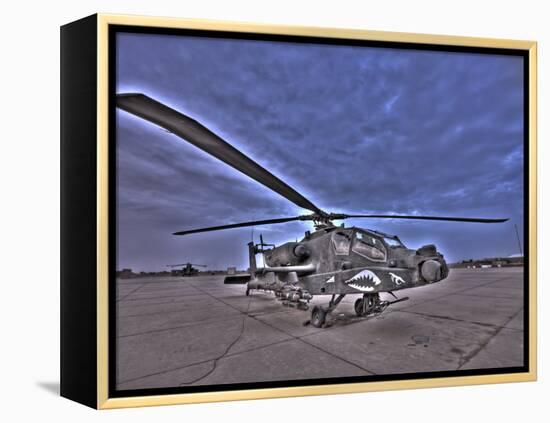 Seven Exposure HDR Image of a Stationary AH-64D Apache Helicopter-Stocktrek Images-Framed Premier Image Canvas